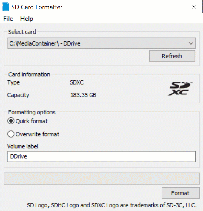 Formatting the SD Card